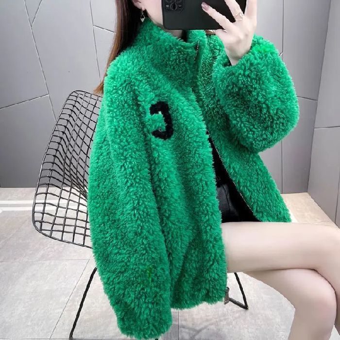 Womens Double Sided Short Shearling Coat