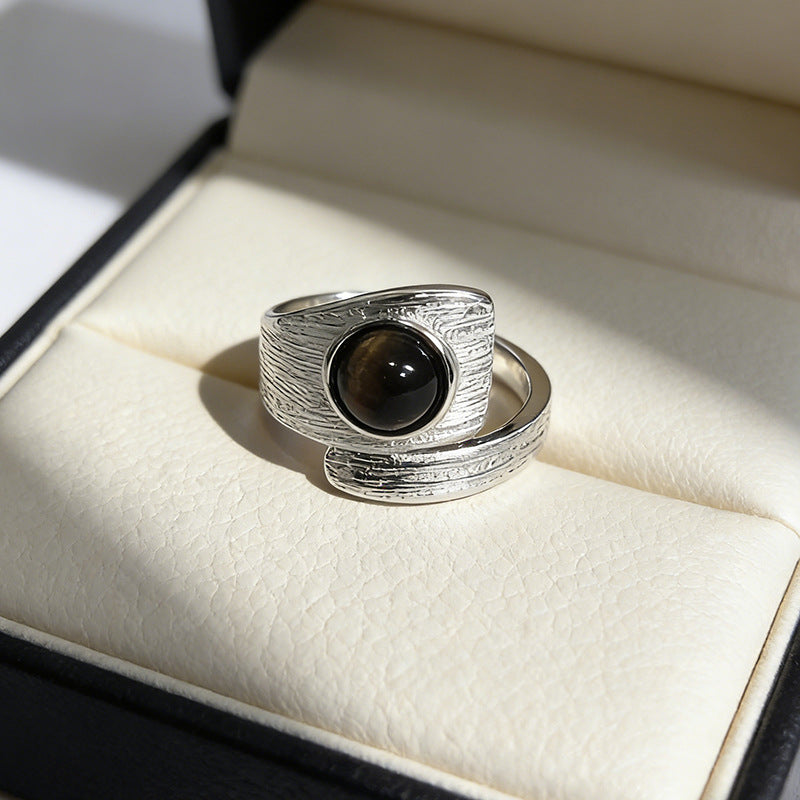 Korean-style Irregular Ring With Tigers Eye Stone