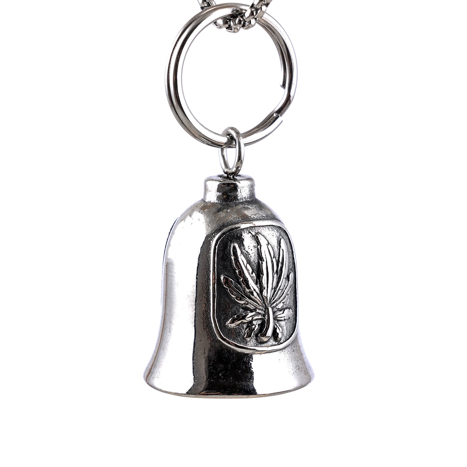 3D Maple Leaf Relief Textured Titanium Steel Bell Keychain