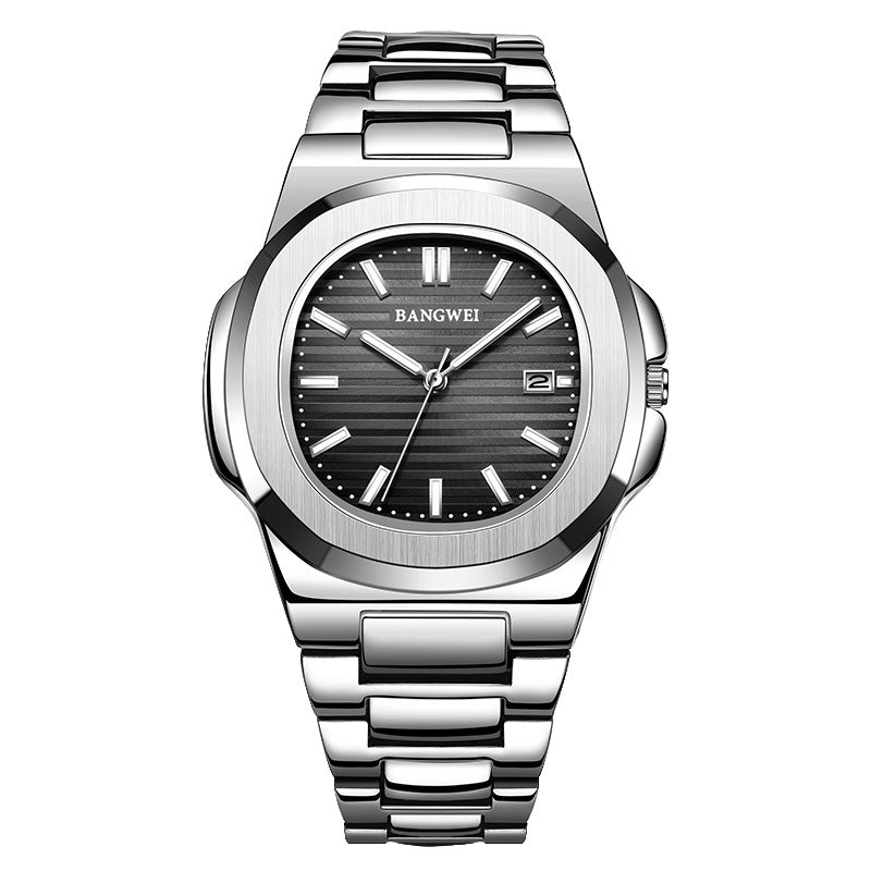 Mens Stylish Luminous Water-Resistant Watch With A Steel Band
