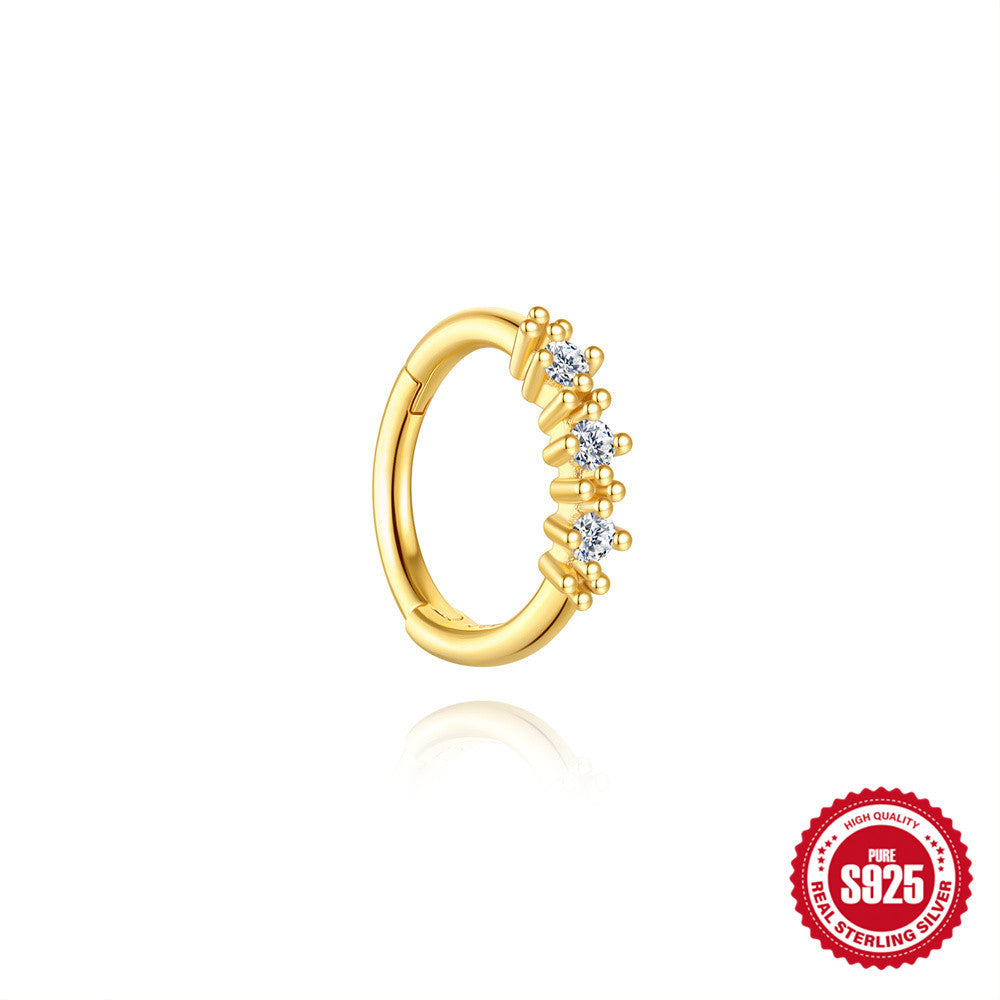 S925 Sterling Silver Classic Eight-Pointed Star Flower Earrings With Diamonds