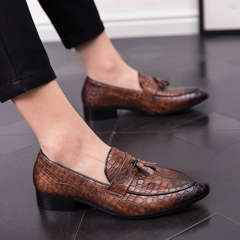 Mens Stylish Breathable Leather Pointed-toe Tassel Shoes