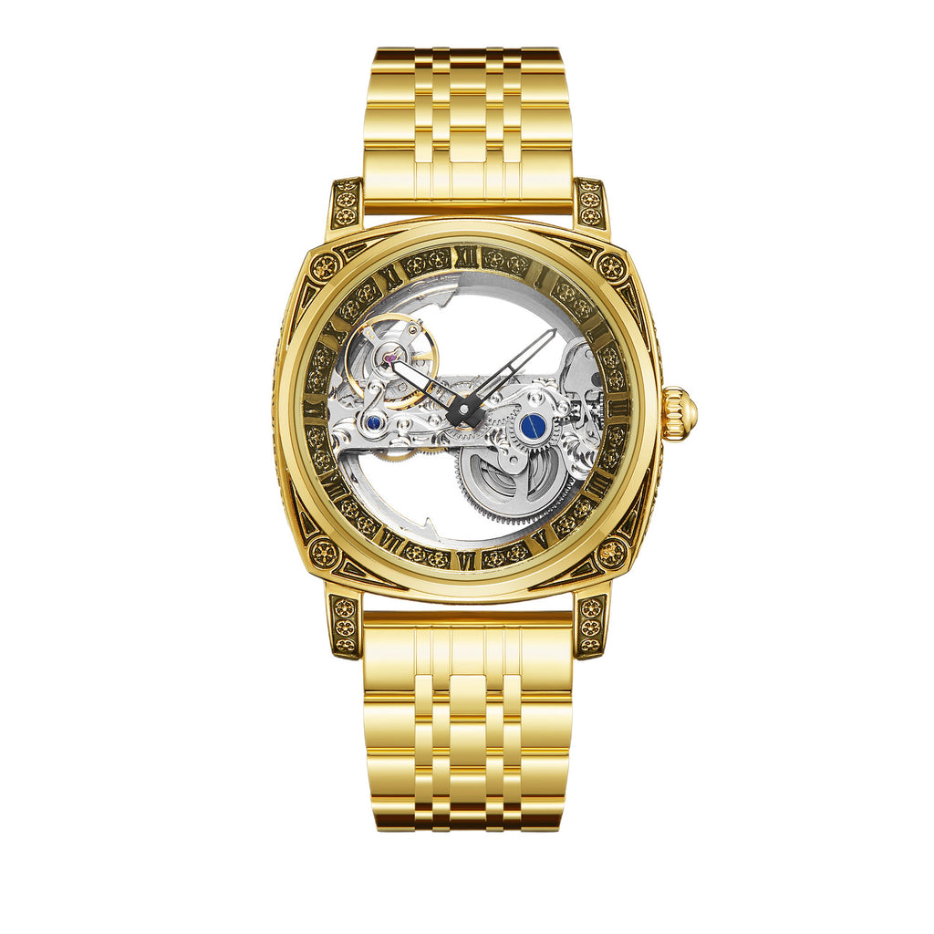Relief-embossed Vintage Luminous Self-winding Mechanical Watch