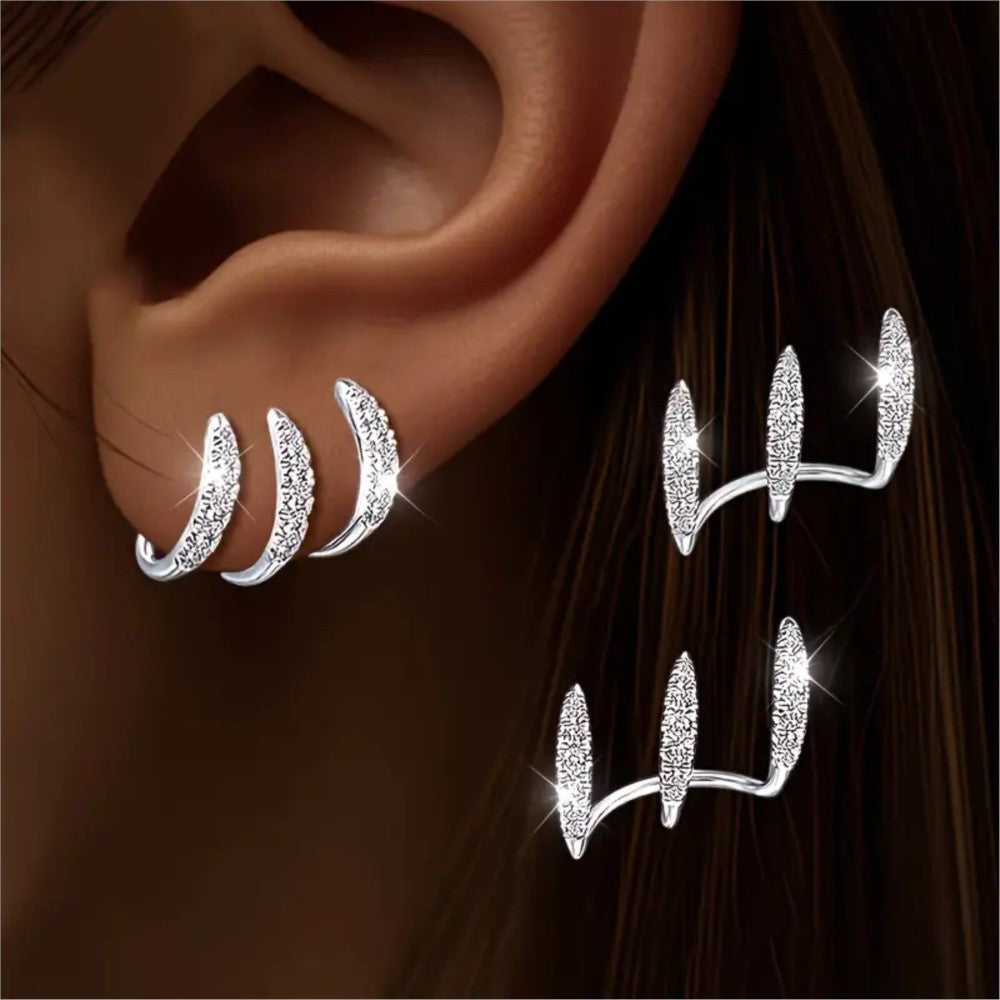 Fashionable Geometric Earrings With Three-Prong Zircon Studs For Women