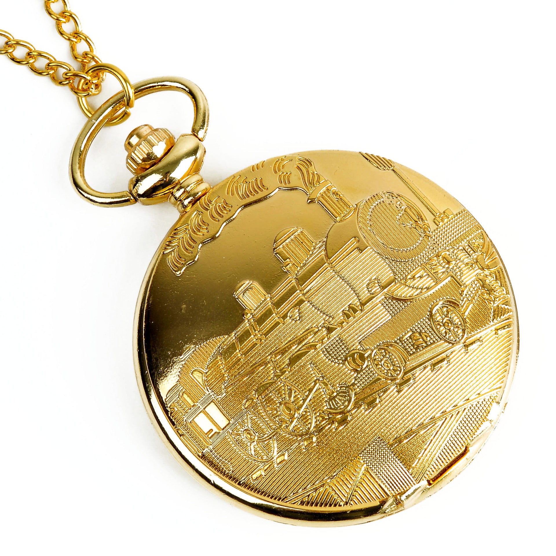 Large Gold Train Pocket Watch