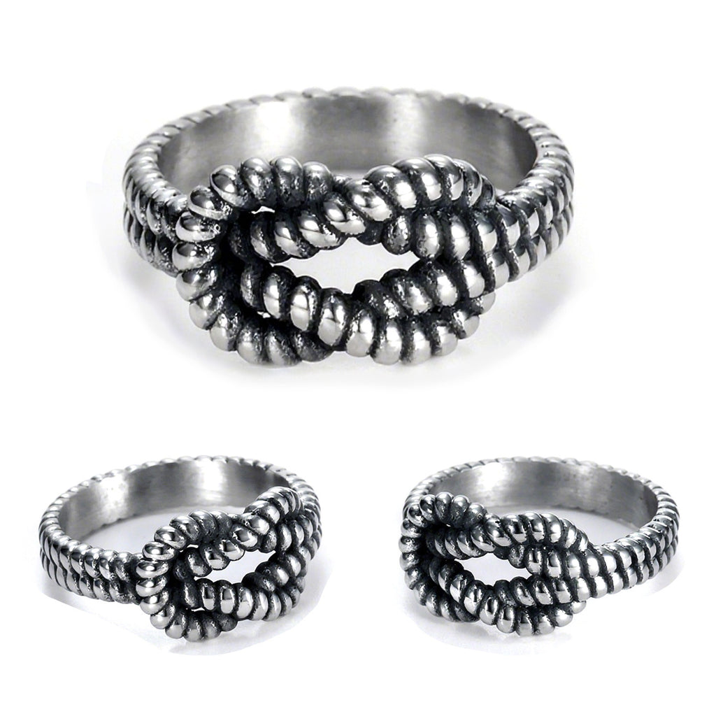 Retro Distressed Woven Twisted Titanium Steel Ring