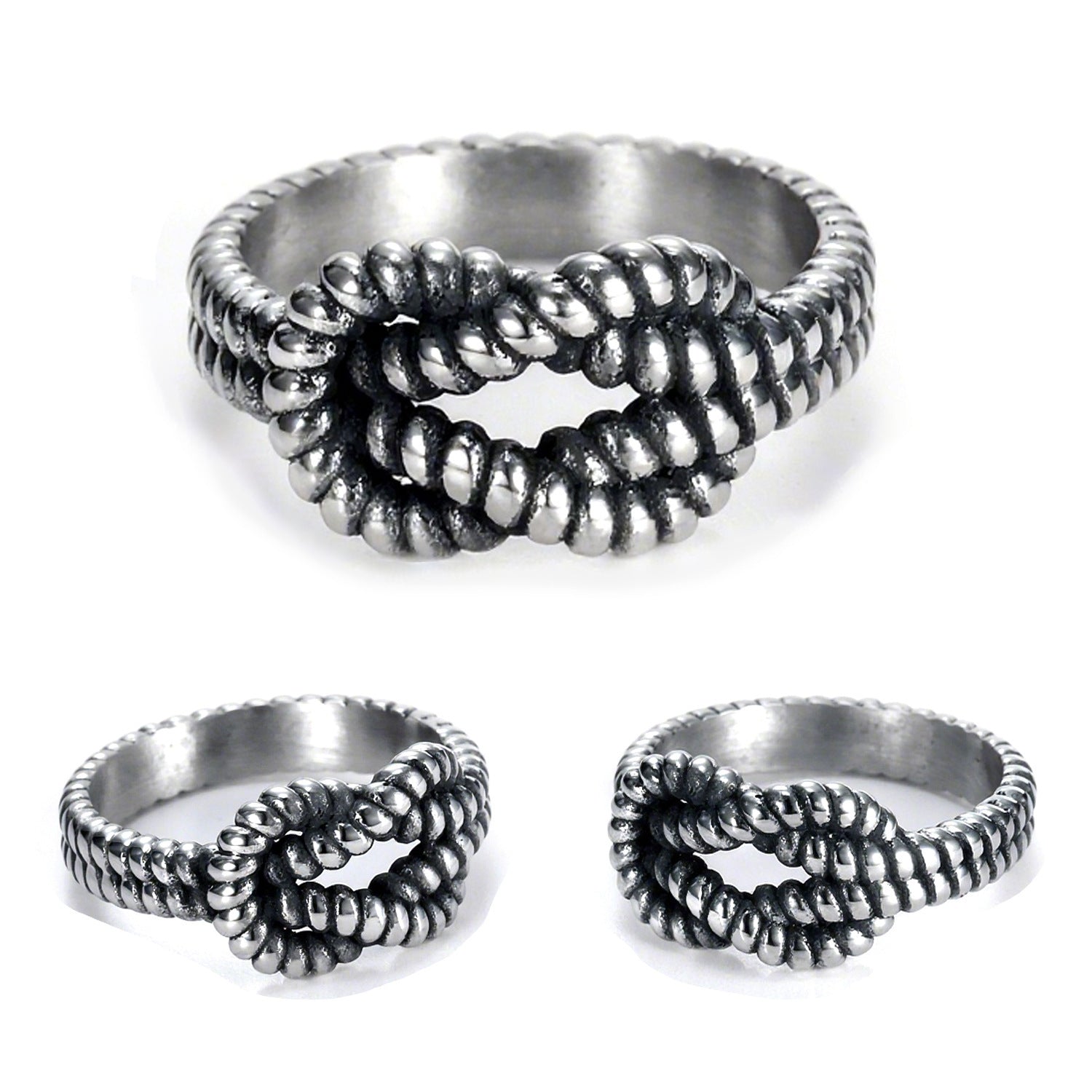 Retro Distressed Woven Twisted Titanium Steel Ring