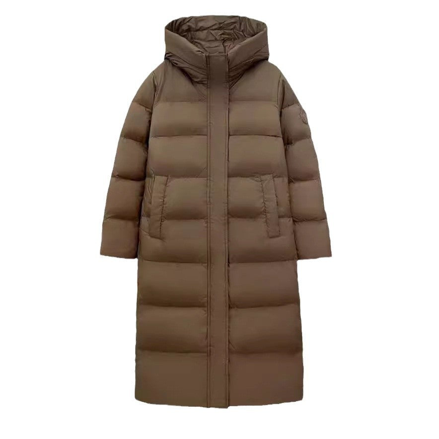 Fashionable Off-season Duck Down Puffer Coat That Flatters Your Figure And Falls Below The Knee