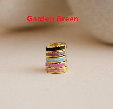 Small Opal Patch Round O-shaped Earrings