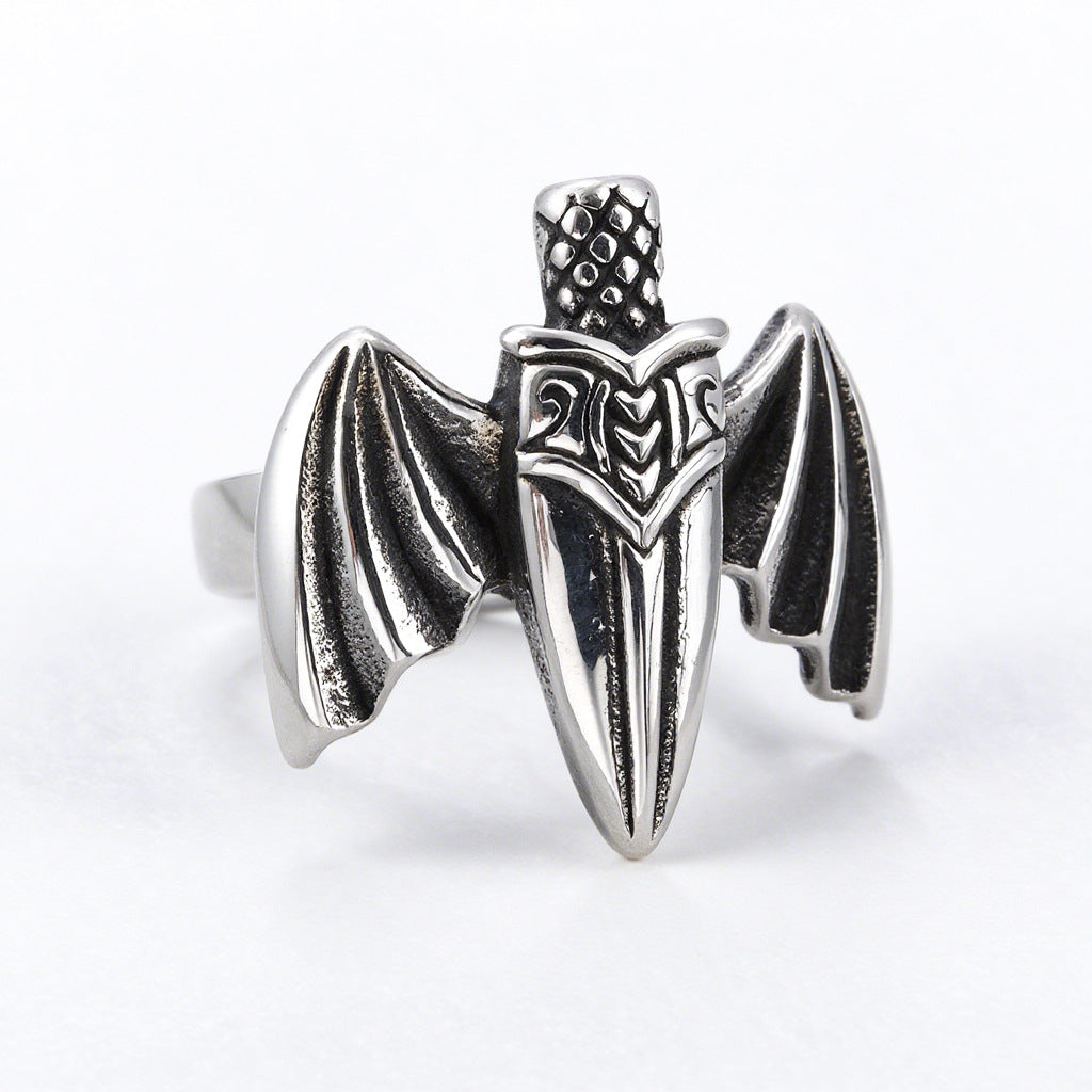 Creative Bat Wing Sword Titanium Steel Ring