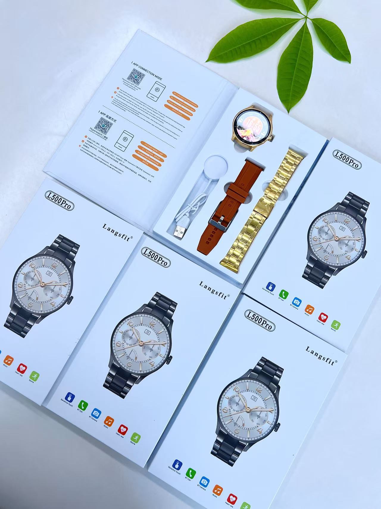 Stainless Steel Polished Dual-Strap Bluetooth Call Sports Watch