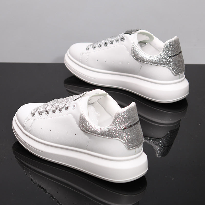 Mens Spring Leather White Shoes In Korean Style