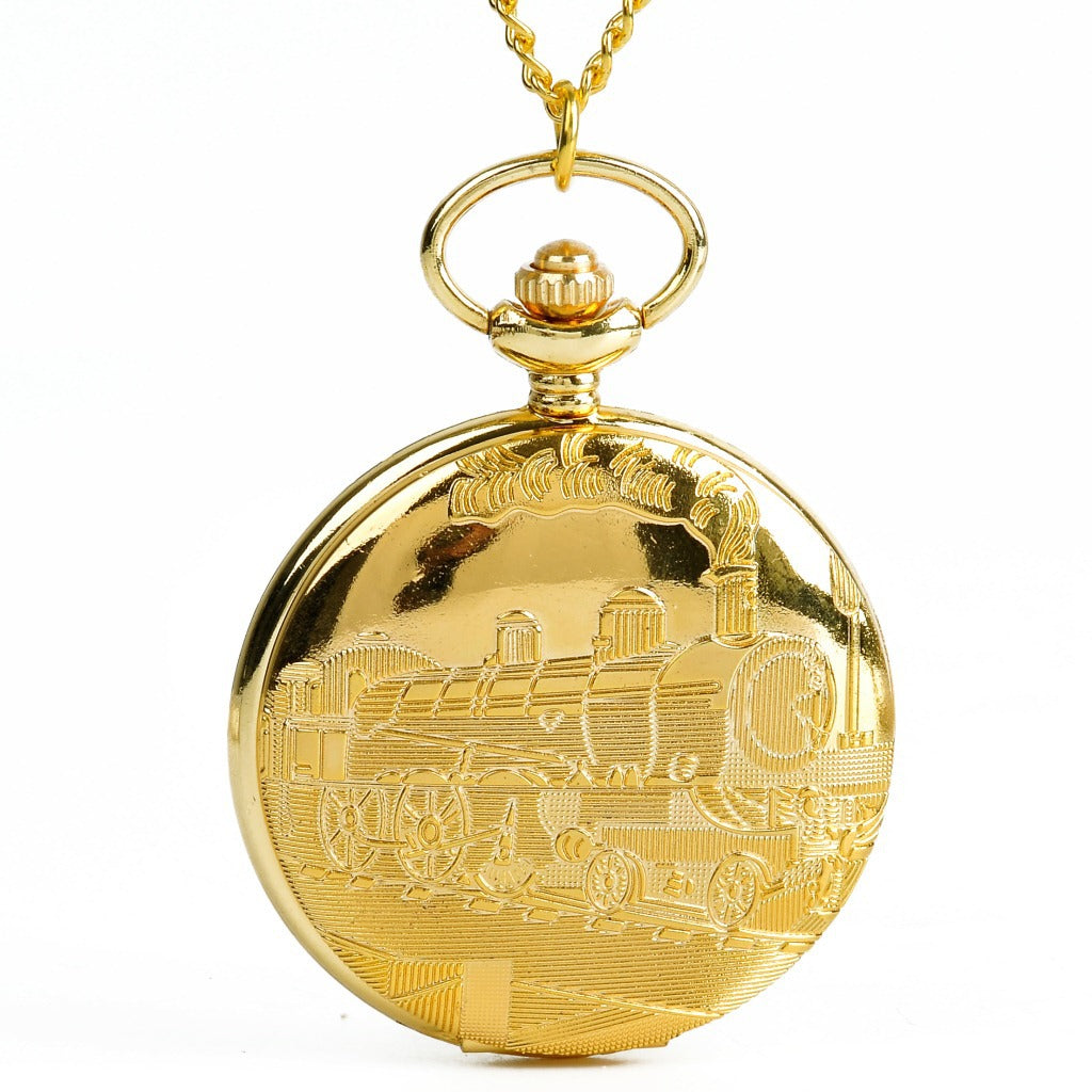 Large Gold Train Pocket Watch
