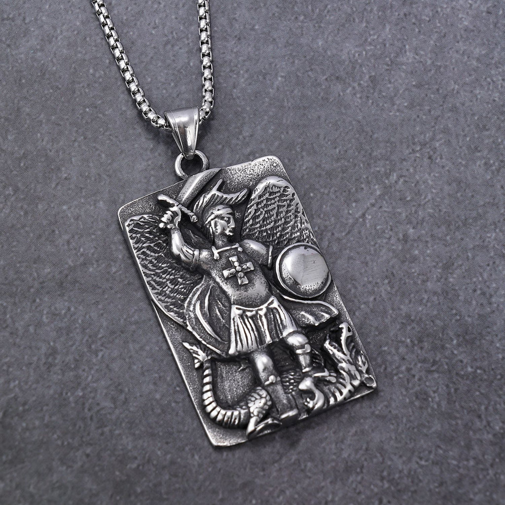 Titanium Steel Necklace Pendant With A Knight Design In A Vintage Style