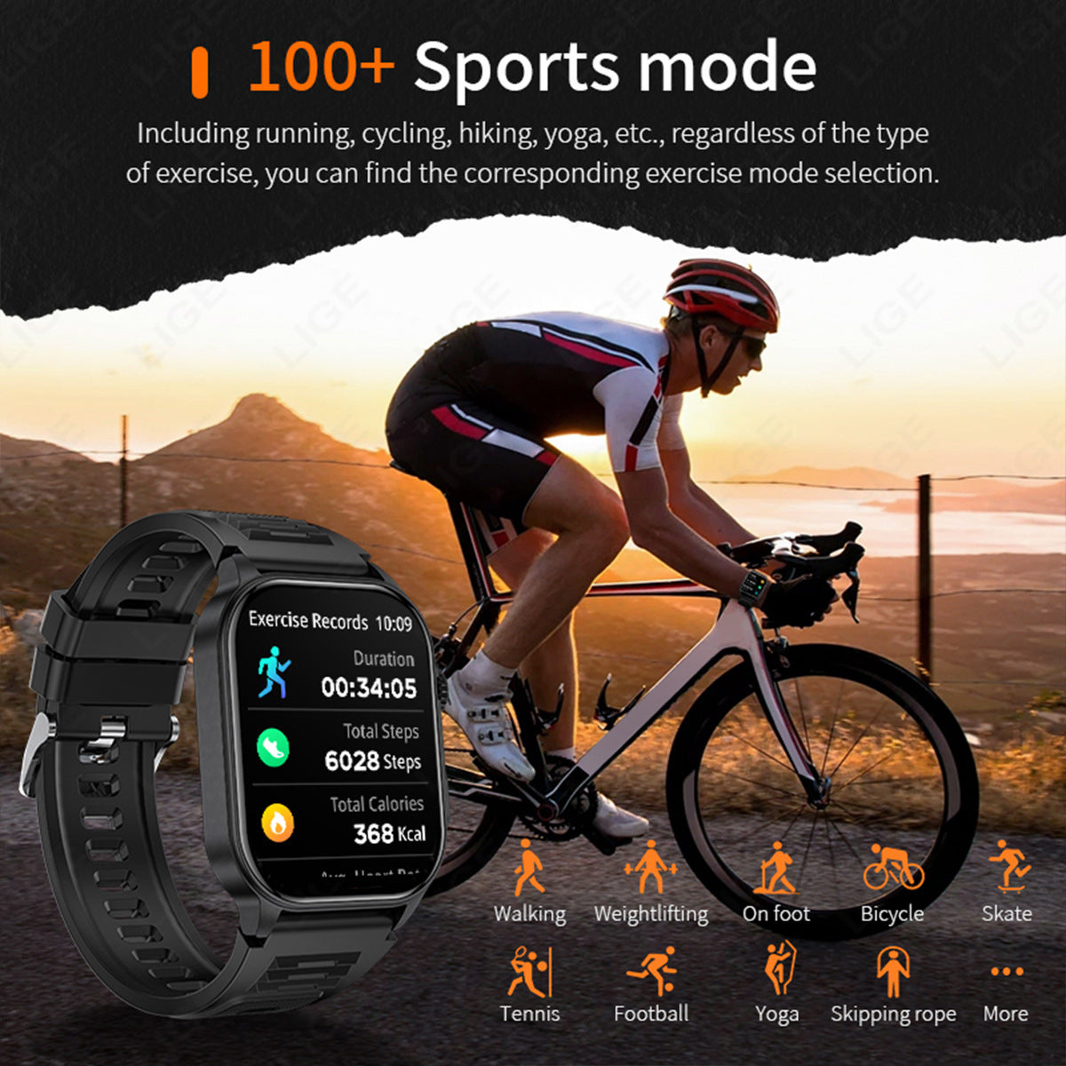 Smart Bluetooth Sports Heart Rate Blood Pressure Health Monitoring Watch