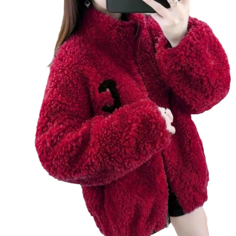 Womens Double Sided Short Shearling Coat