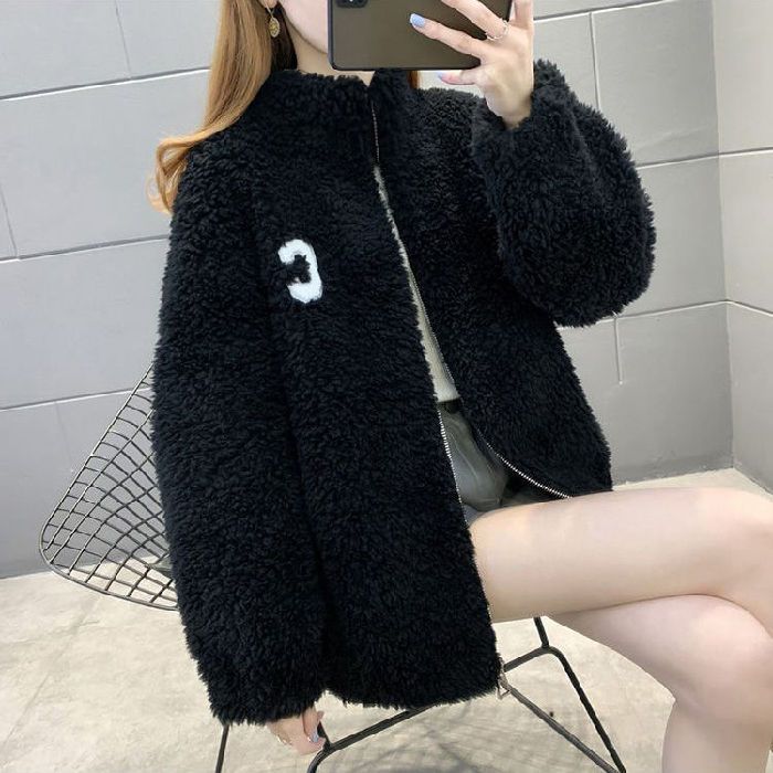 Womens Double Sided Short Shearling Coat
