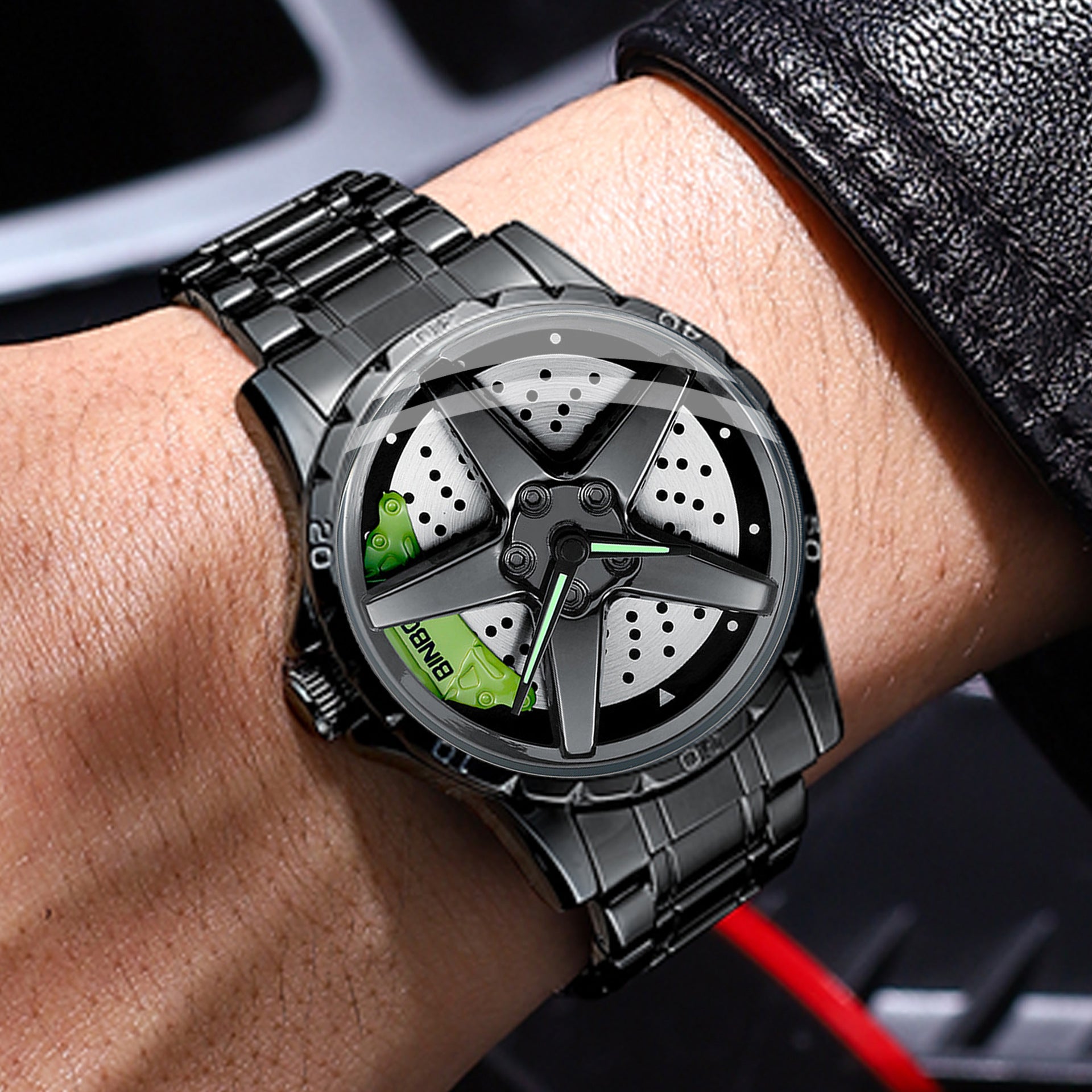 Motorcycle Engine Brake Caliper Watch For Men, Car Wheel Hub Dial