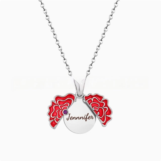 Womens Two-Tier Openable Rose Flower Necklace