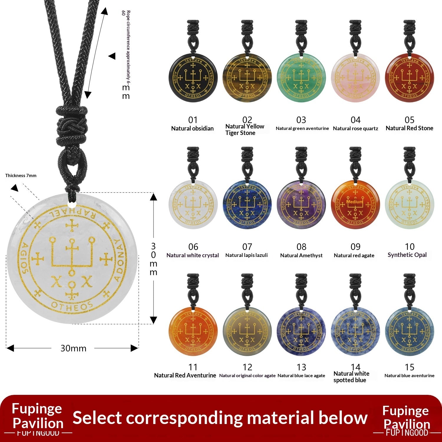Seven Archangels Natural Crystal Pendant Crystal Necklace
