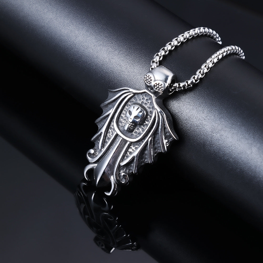 Dark-style Retro Skull And Bat Titanium Steel Pendant