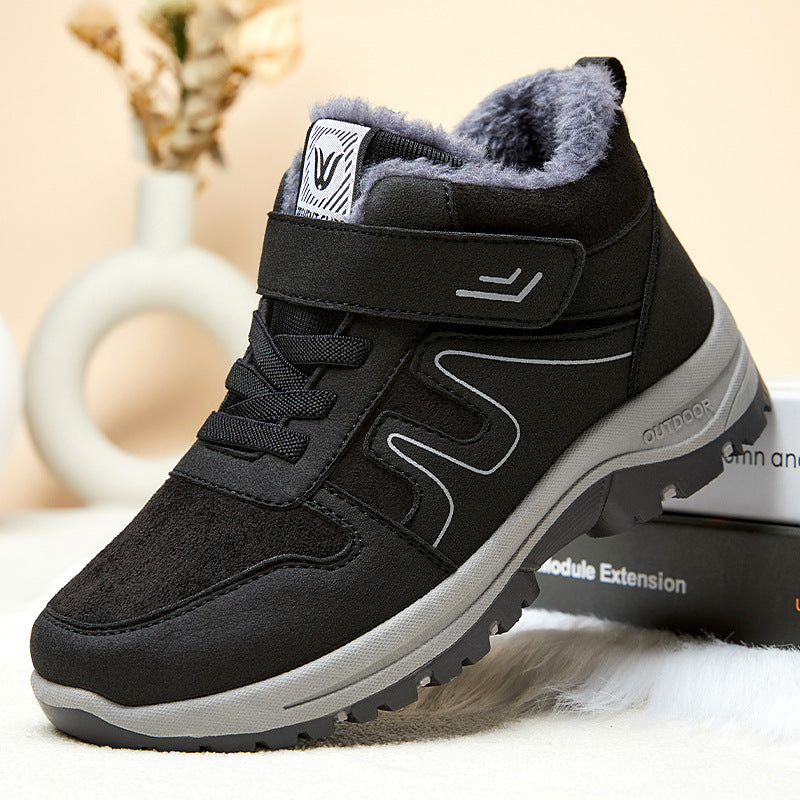 Womens Cotton Snow Boots With Velcro For Winter On Snowy Terrain