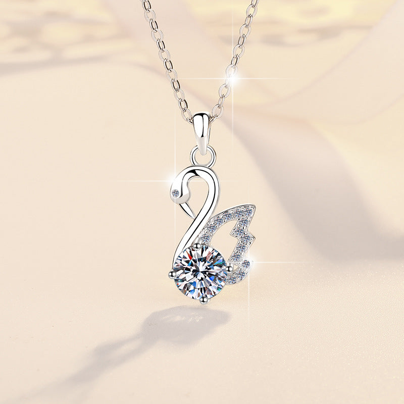 Pure Silver Women's Light Luxury Niche Swan Necklace