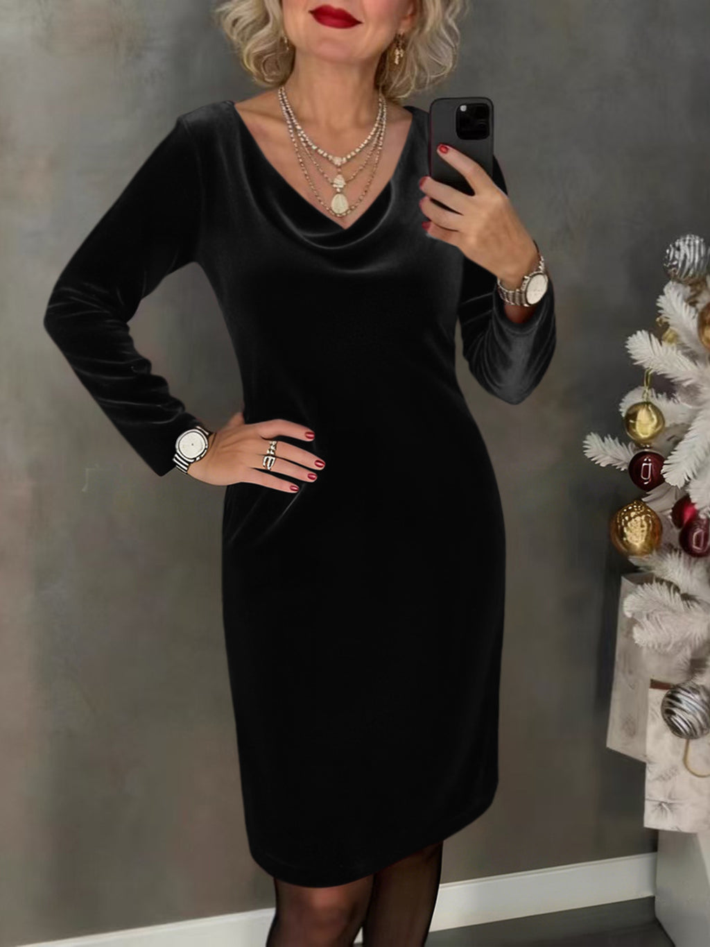 Stylish Minimalist Slim Fit Womens Long Sleeve Dress