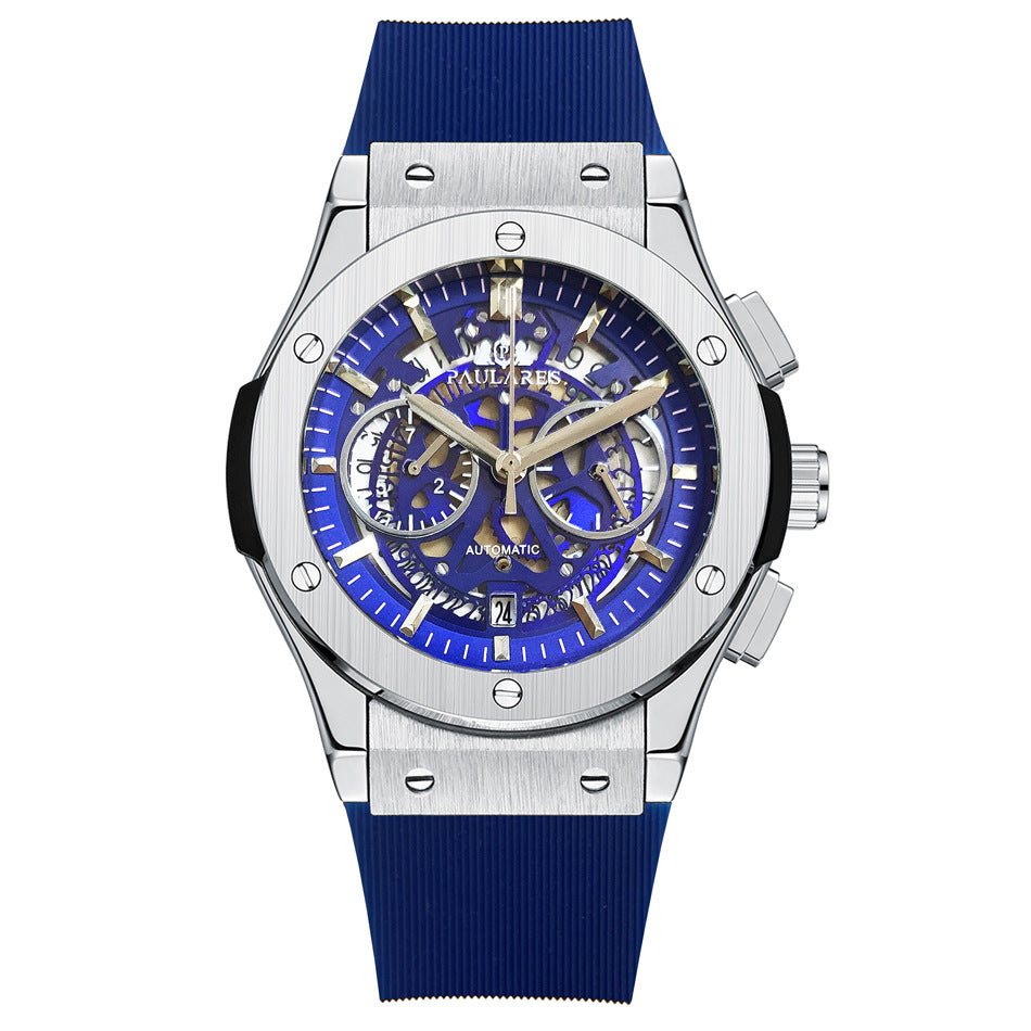 Multifunctional Rubber-Strap Quartz Stopwatch Mens Watch