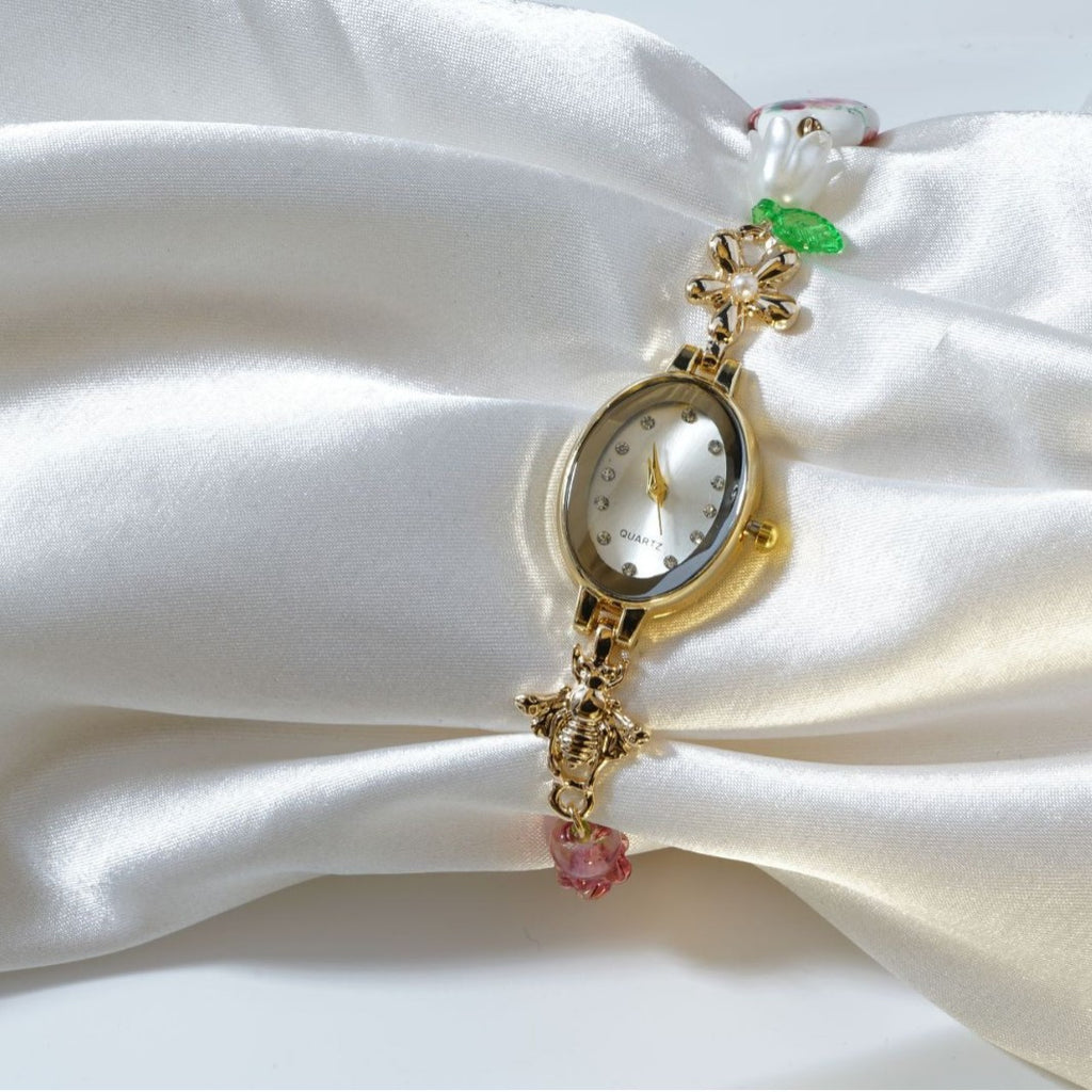 Elegant Light-luxury Diamond-encrusted Vintage Oval Watch