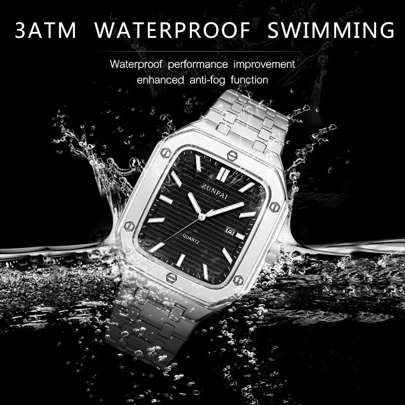 Stylish Mens Stainless Steel Square Watch