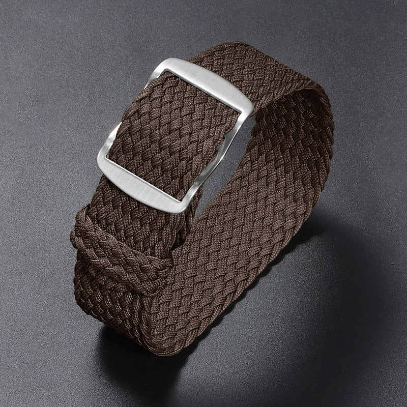 Woven Nylon Watchband Pieces Over Canvas Watch Strap