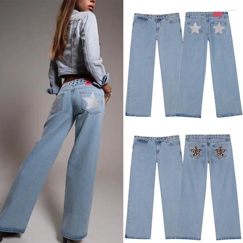Loose Straight-leg Jeans With A Trendy Star Design For Women