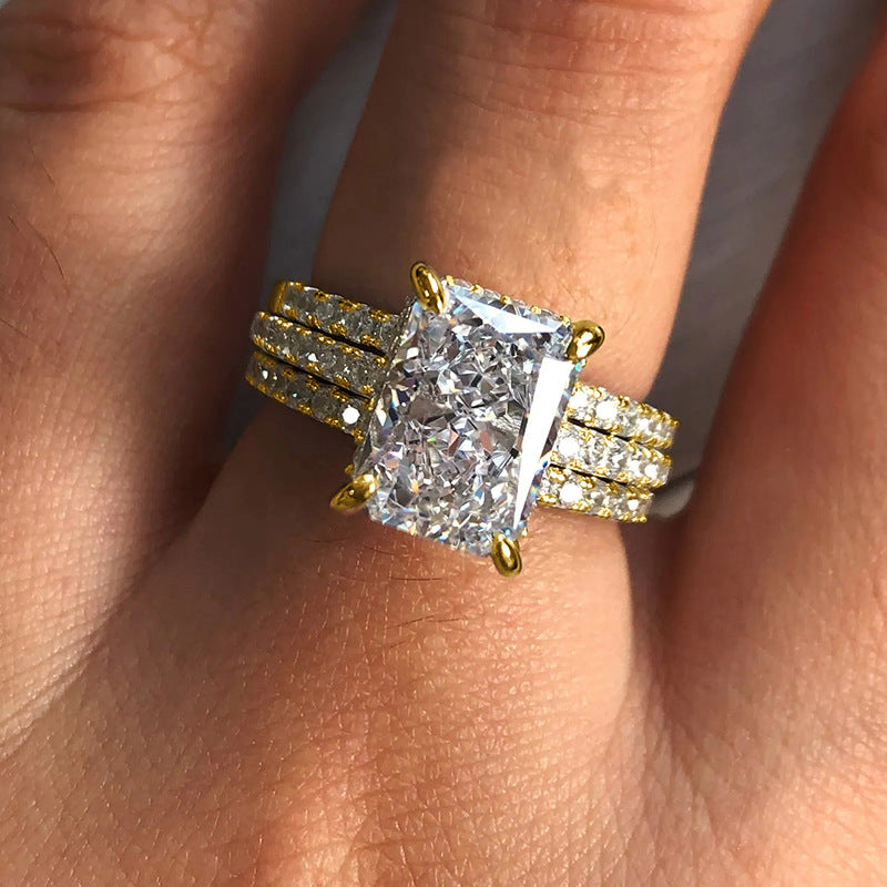 Elegant And Sophisticated Three-piece Ring Set For Weddings And Engagements