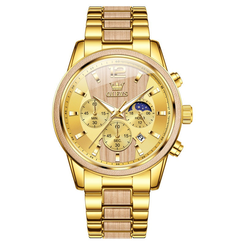 Mens Quartz Watch With Calendar Six Hands