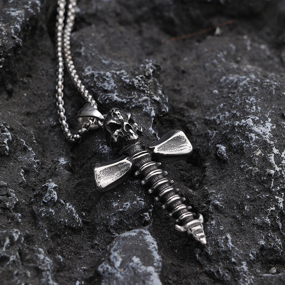 Industrial-style Edgy Titanium Steel Pendant With A Screw Motif