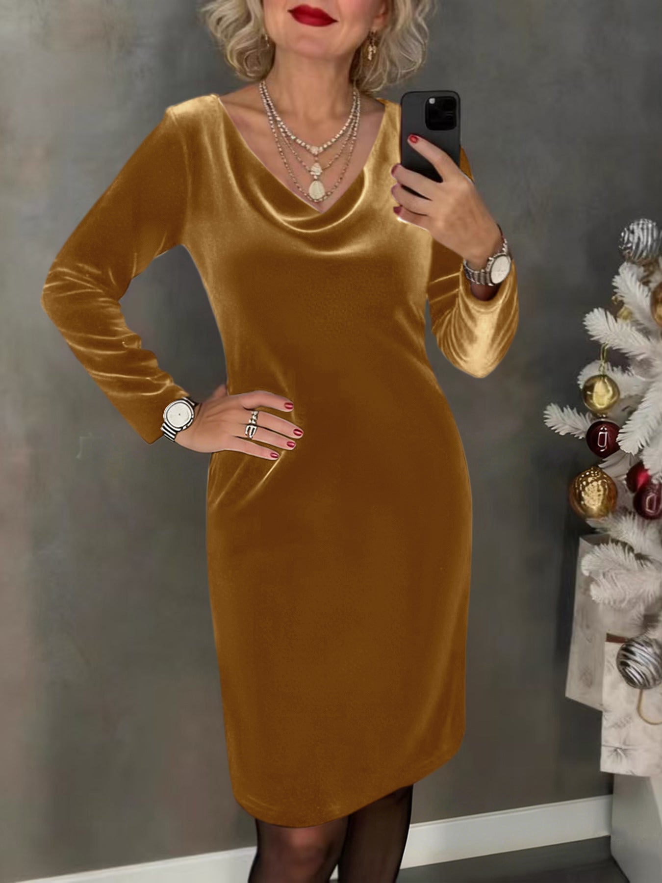 Stylish Minimalist Slim Fit Womens Long Sleeve Dress