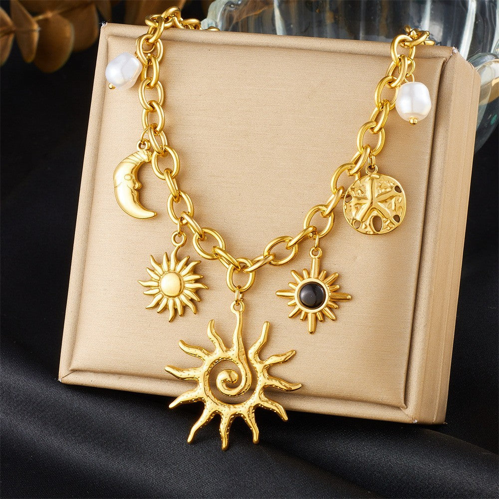 European And American-style Vintage Stainless Steel Multi-element Necklace