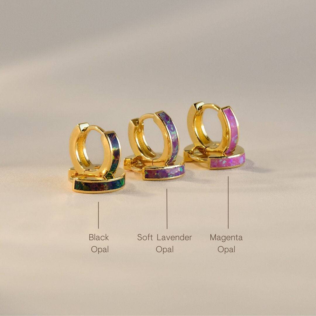 Small Opal Patch Round O-shaped Earrings