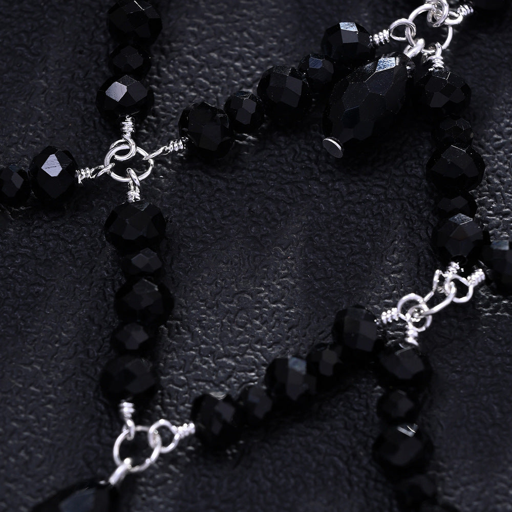 New High-end Retro-style Heavy-work Black Pearl Mesh Hairband