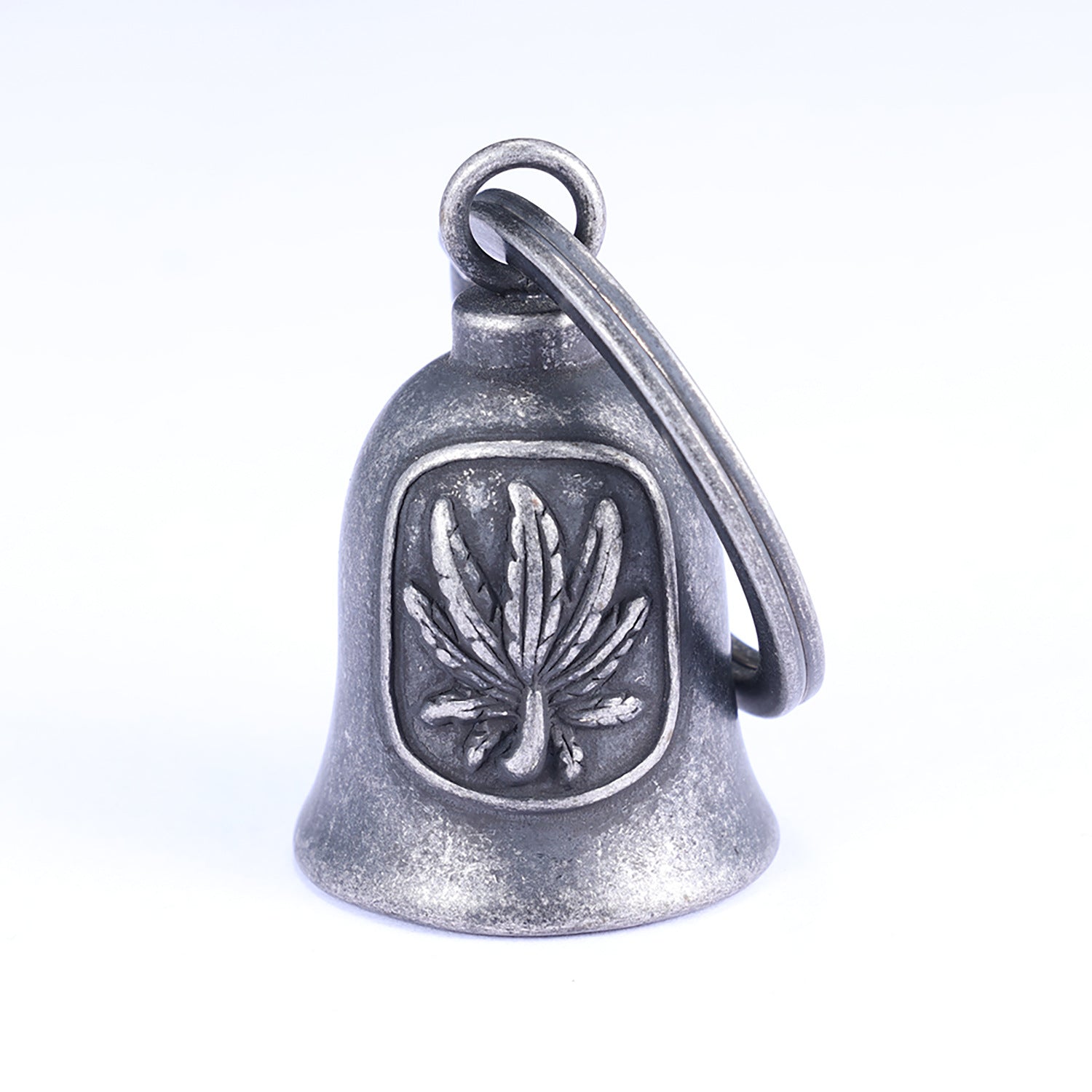 3D Maple Leaf Relief Textured Titanium Steel Bell Keychain