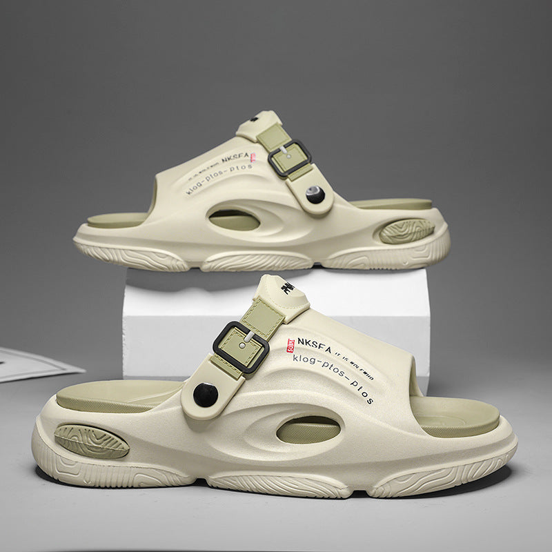 Mens Summer Outdoor Slippers With A Non-slip Step-on-poop Feel