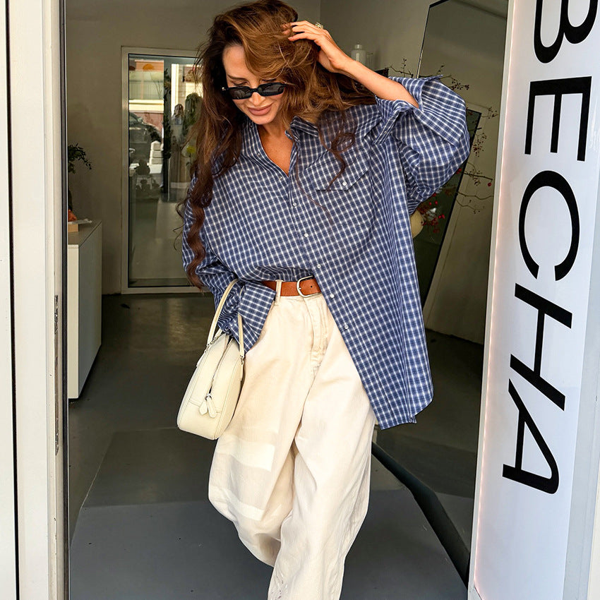 Pure Cotton Vintage Plaid Cardigan Top