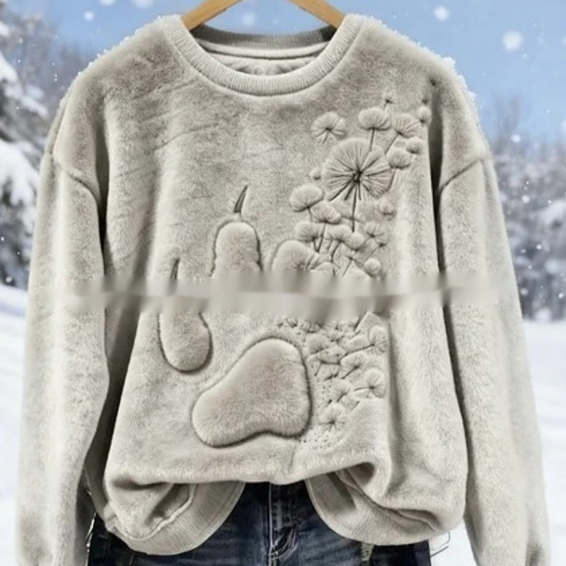 Womens Soft Light-gray Flannel Sweater