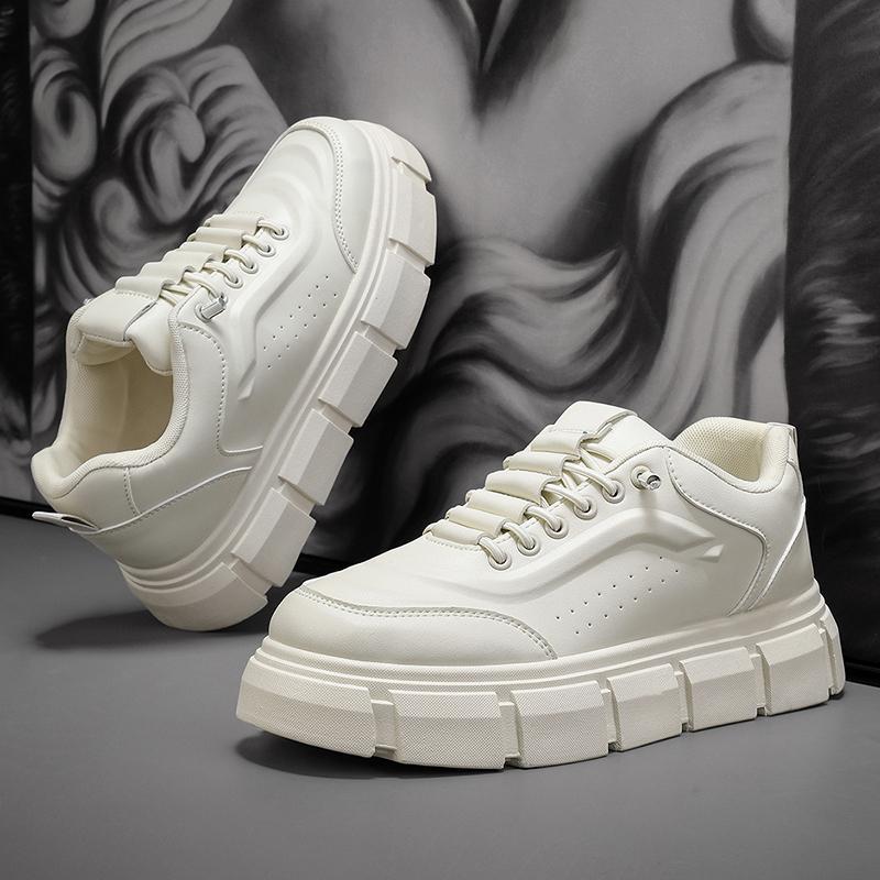 Mens Stylish Microfiber Chunky-soled Trendy All-match Casual Shoes