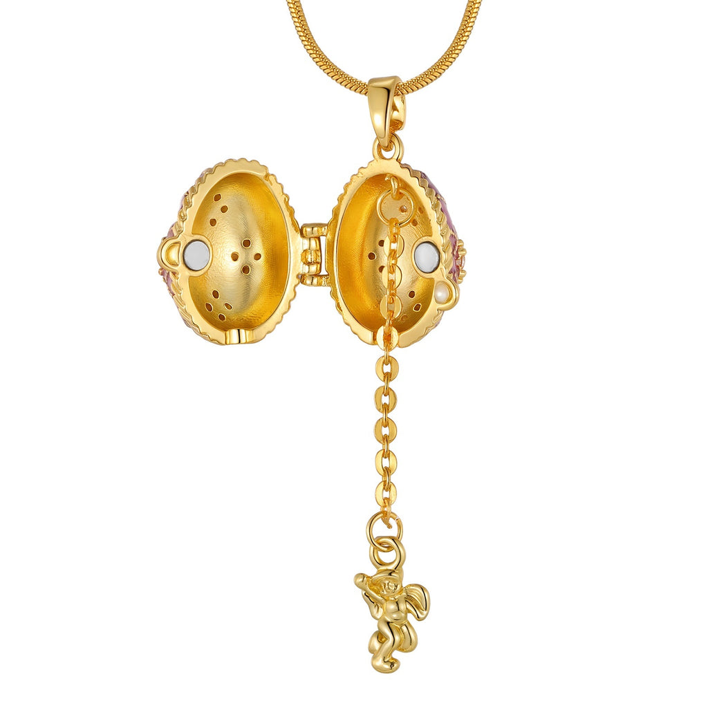 Red And White Easter Egg Openable Pendant For Women