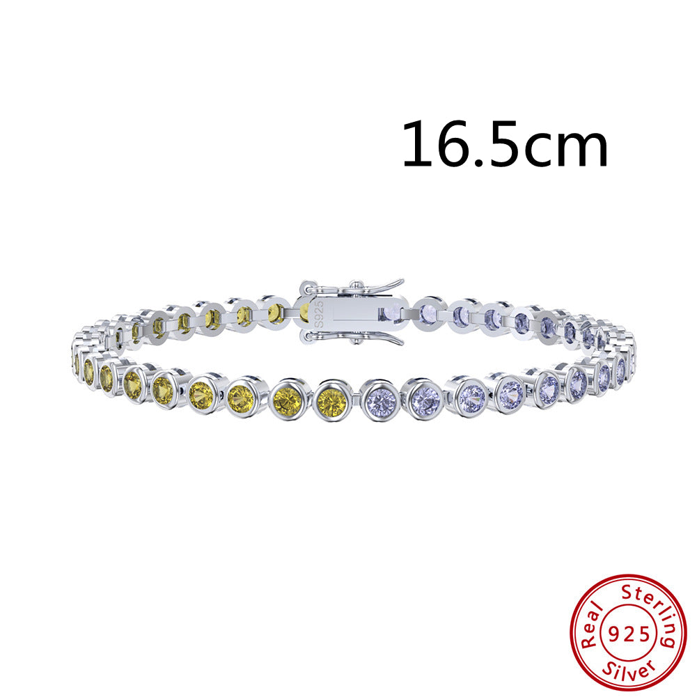 S925 Sterling Silver Two-tone Zircon Fashion All-match Bracelet