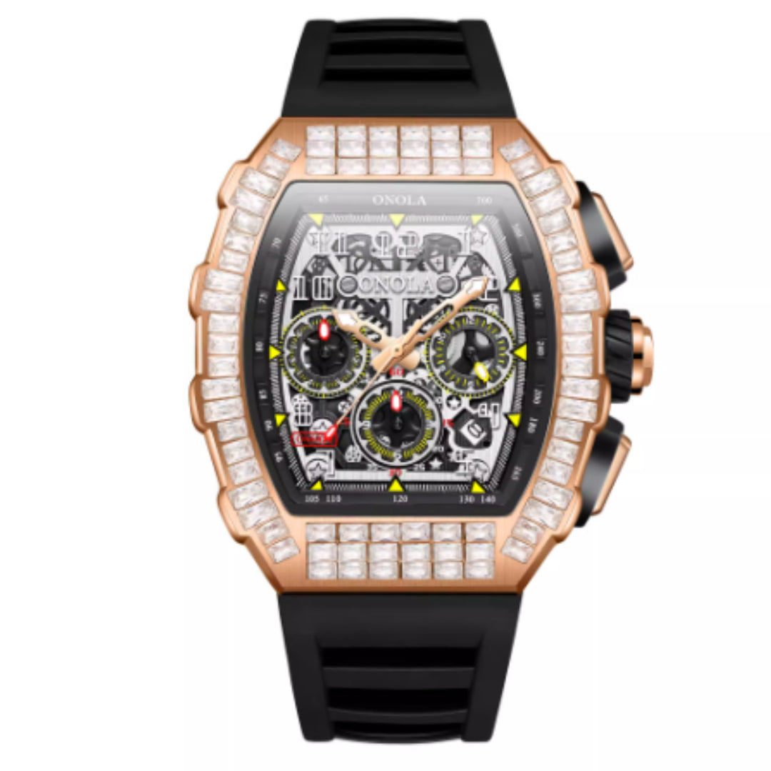 Men's Luxury Square Diamond Watch With Star Pattern