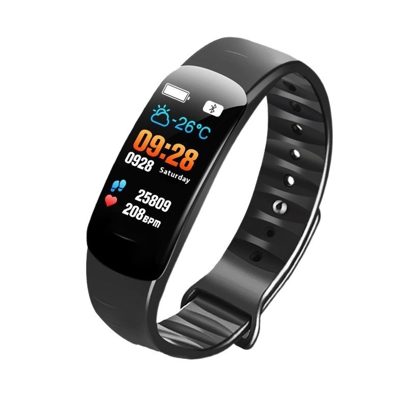 C1 Blood Pressure Heart Rate Waterproof Color Screen Bluetooth Pedometer Sports Watch