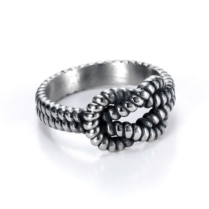 Retro Distressed Woven Twisted Titanium Steel Ring